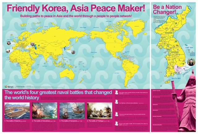 Yi Sun-sin World Map (2008). Yi Sun-sin World Map ('Friendly Korea, Asia Peace Maker!') is a world map promotional…