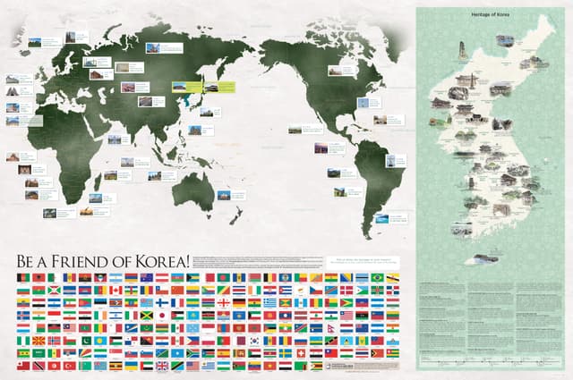 World Heritage Map (2022). This promotional material introduces Korea's 15 UNESCO World Heritage sites alongside 35…